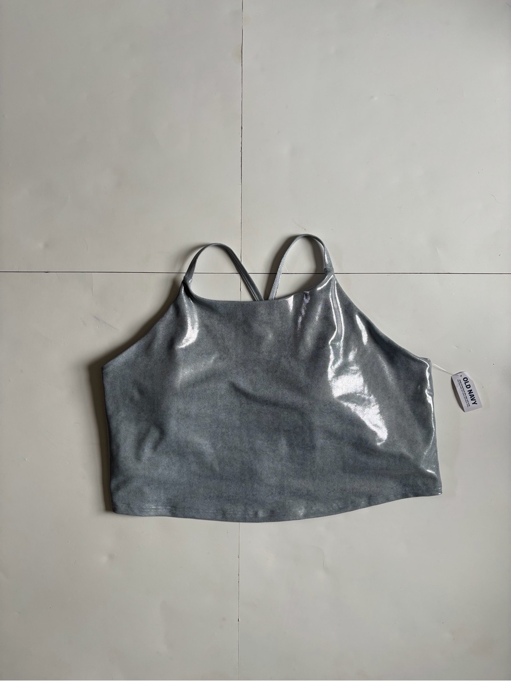 Old Navy Metallic Gray Shimmer Crop Cami